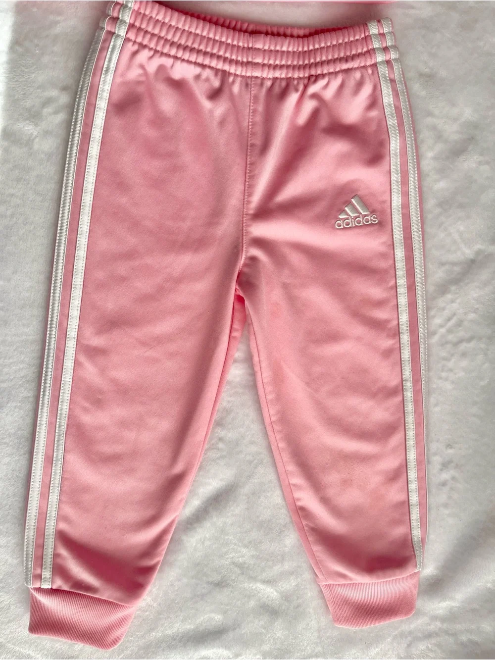 Adidas Toddler Pink 2-Piece Track Set with White Stripe Trim -2T